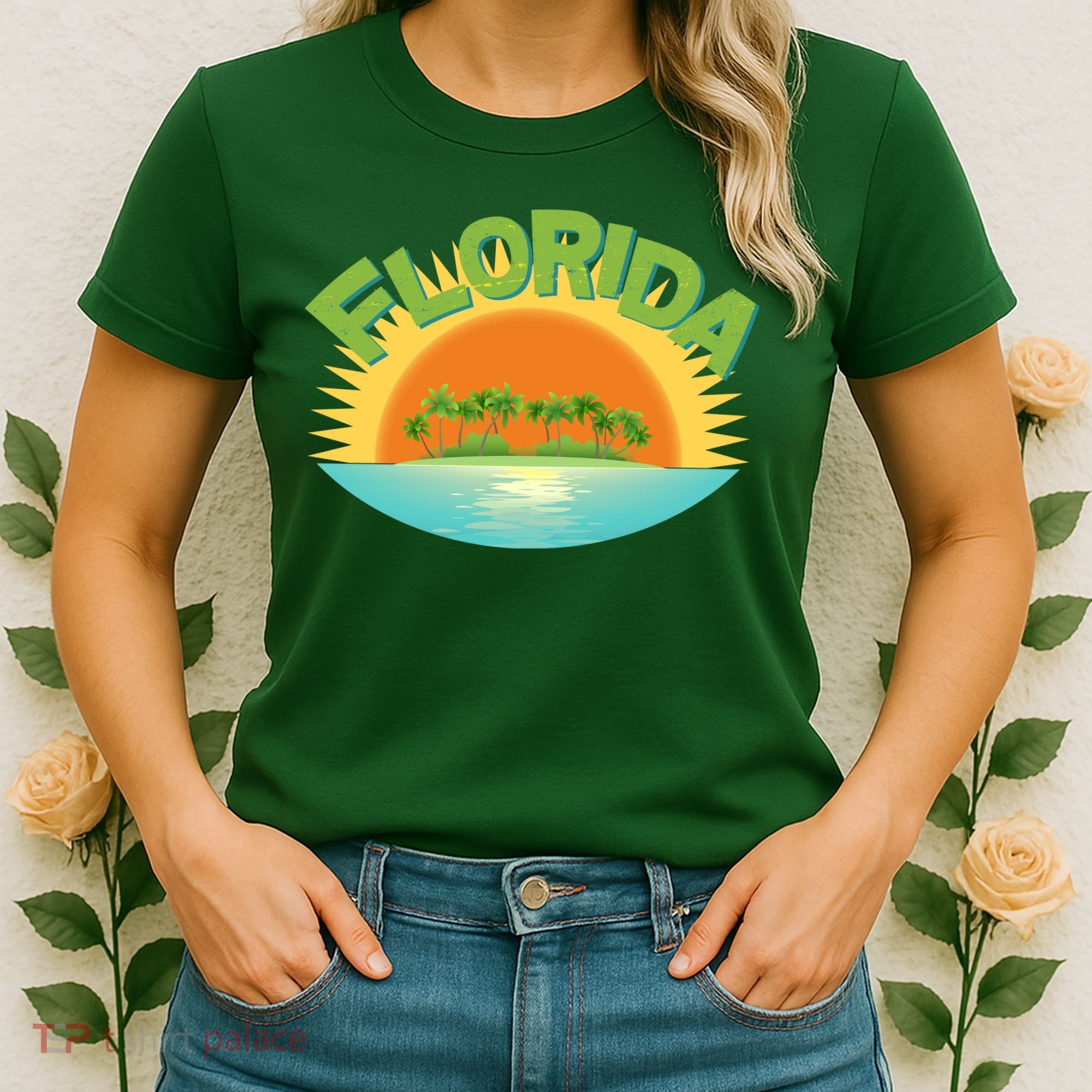 Retro Tropical Florida Coastline  Women's T-Shirt