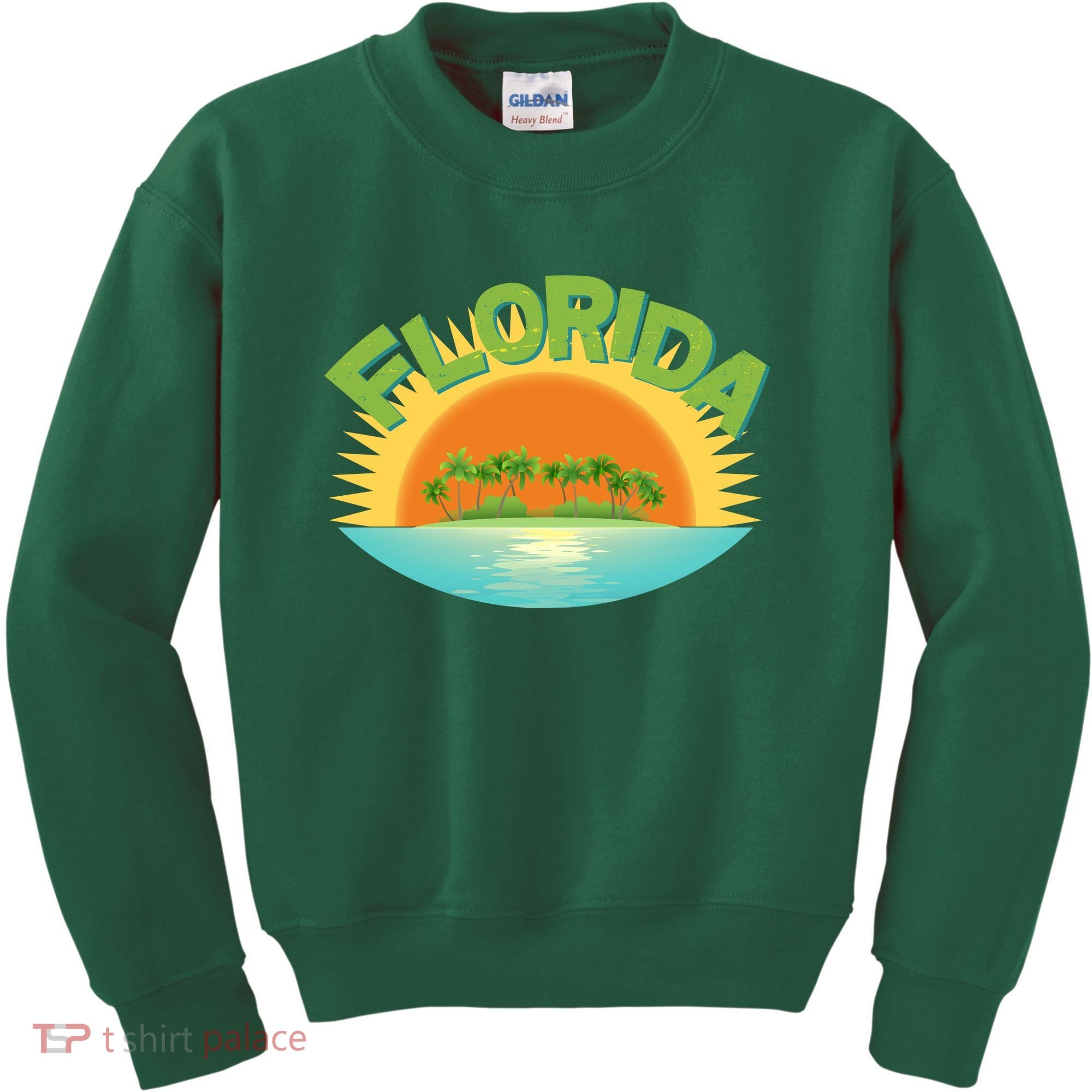 Retro Tropical Florida Coastline  Kids Sweatshirt