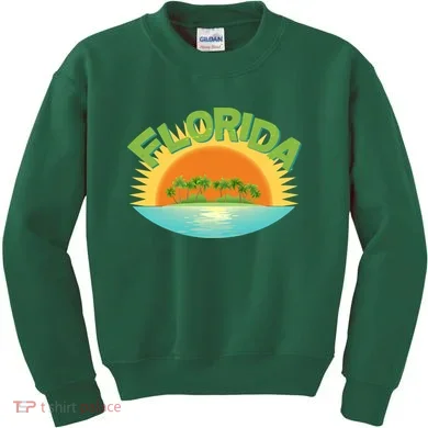 Retro Tropical Florida Coastline  Kids Sweatshirt