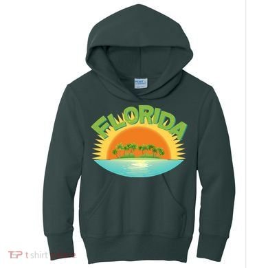 Retro Tropical Florida Coastline  Kids Hoodie