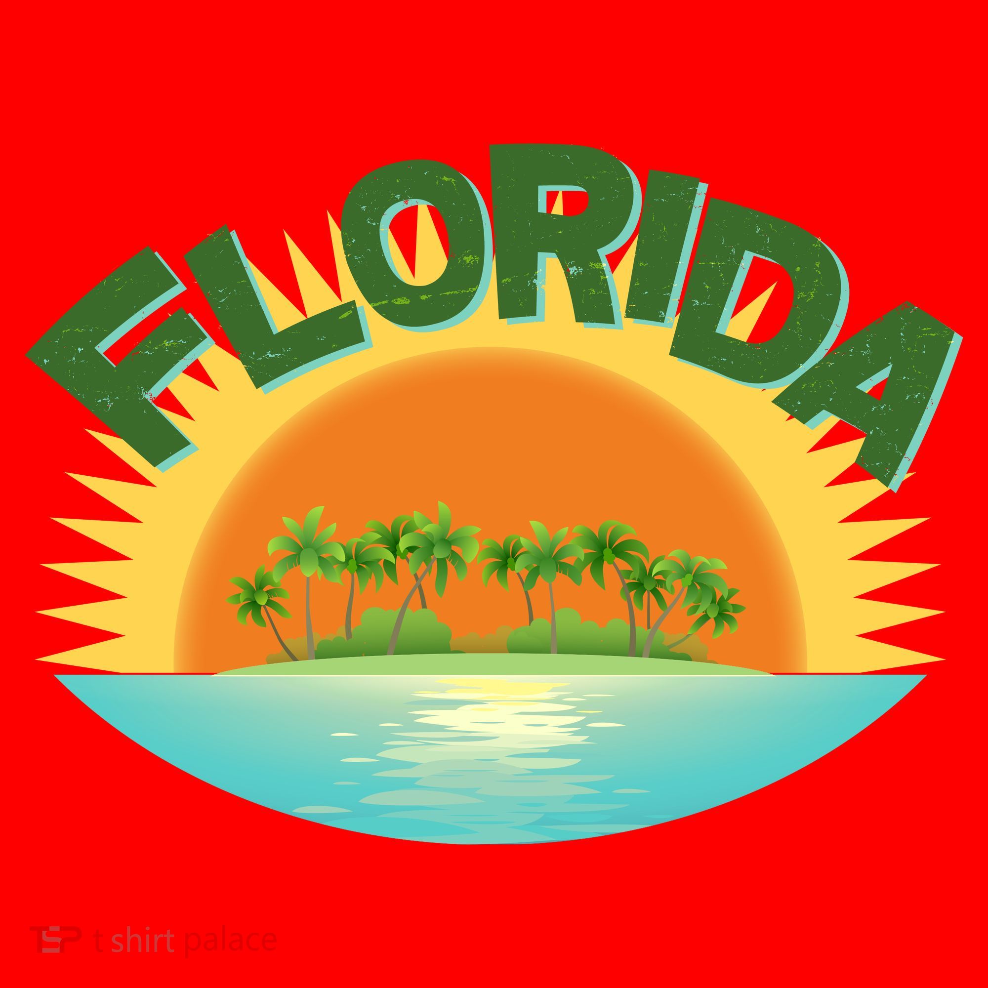 Retro Tropical Florida Coastline  Santa Hat