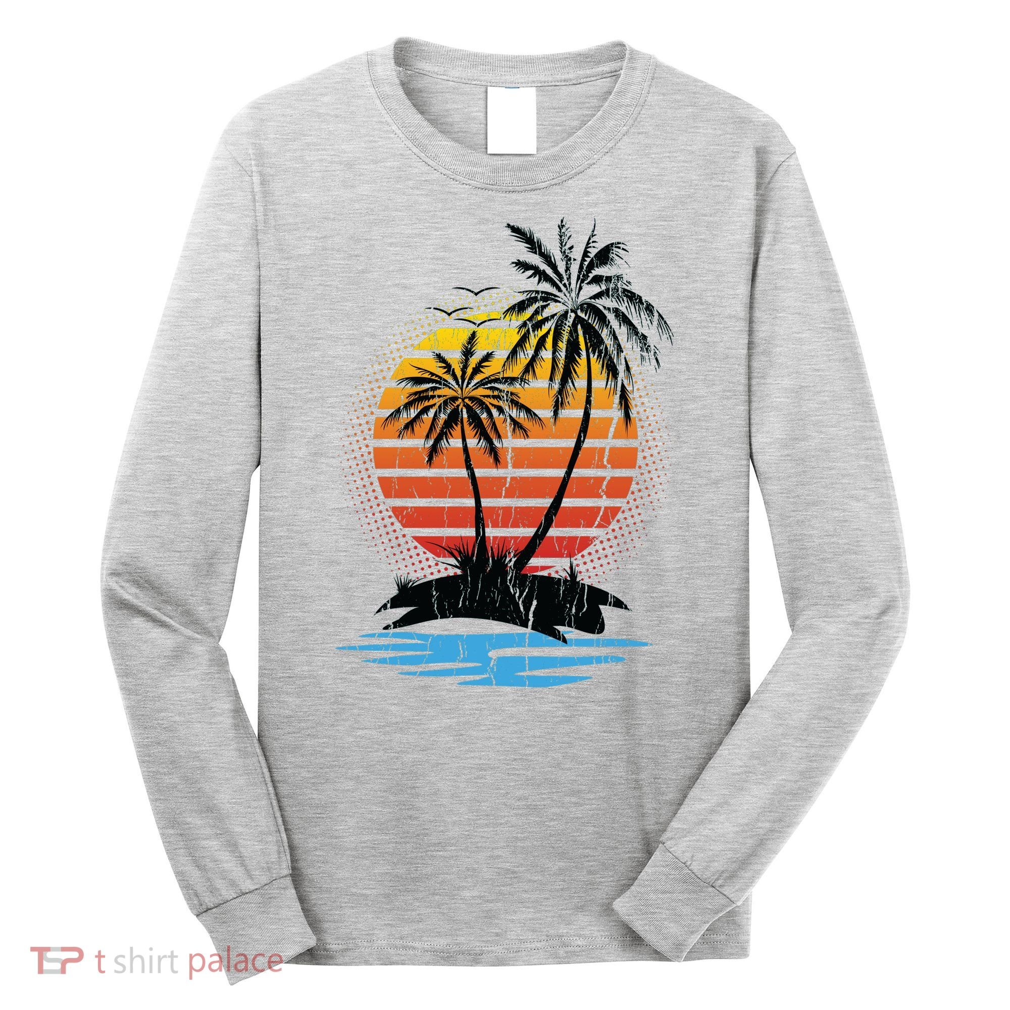 Retro Tropical Island Long Sleeve Shirt