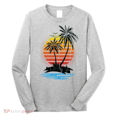 Retro Tropical Island Long Sleeve Shirt