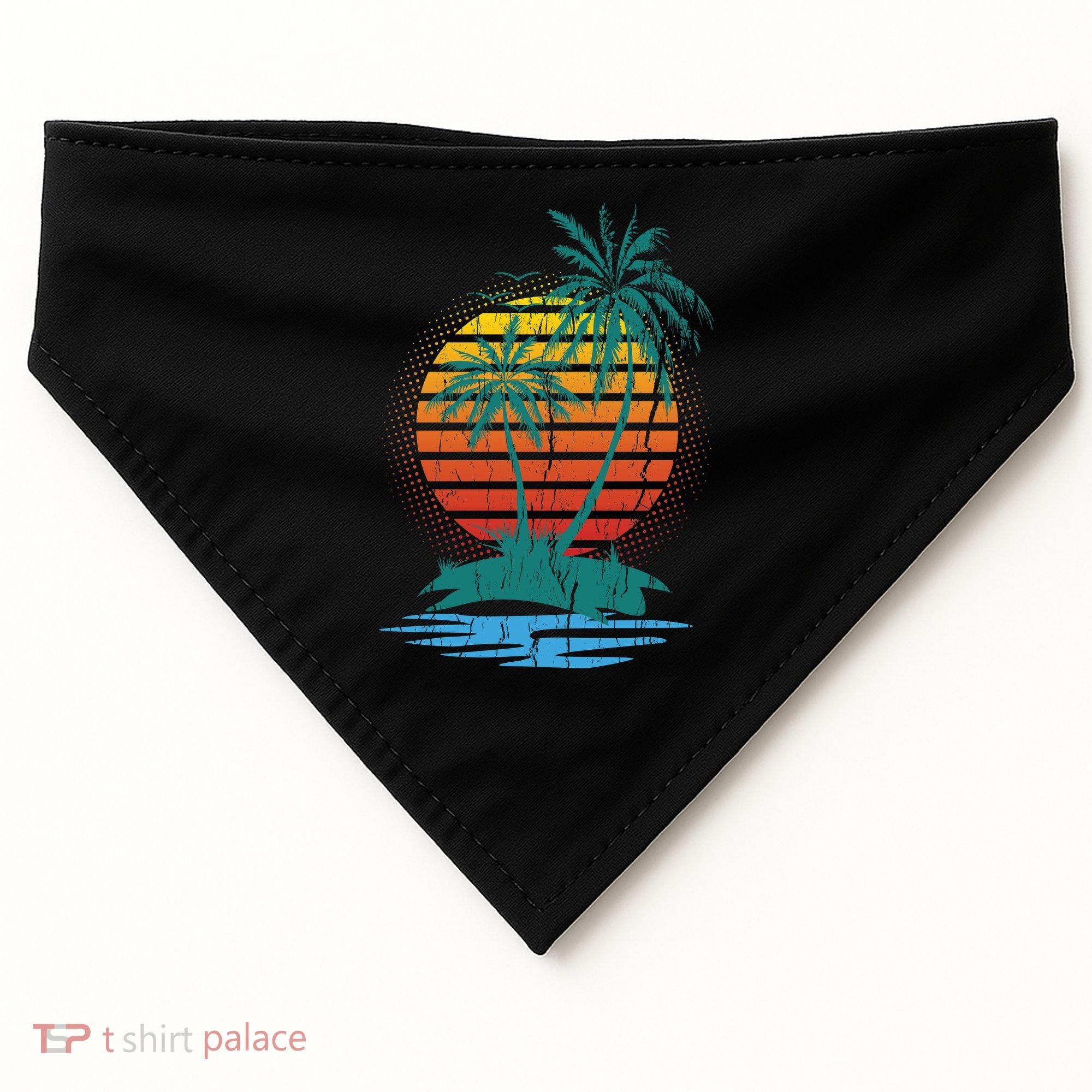 Retro Tropical Island USA-Made Doggie Bandana