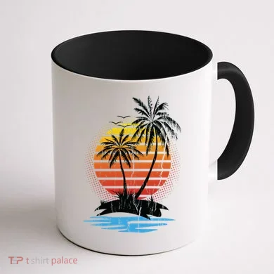 Retro Tropical Island Coffee Mug back