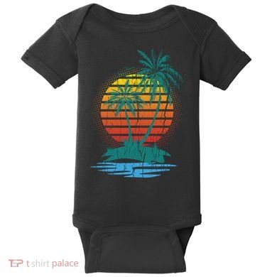 Retro Tropical Island Baby Bodysuit