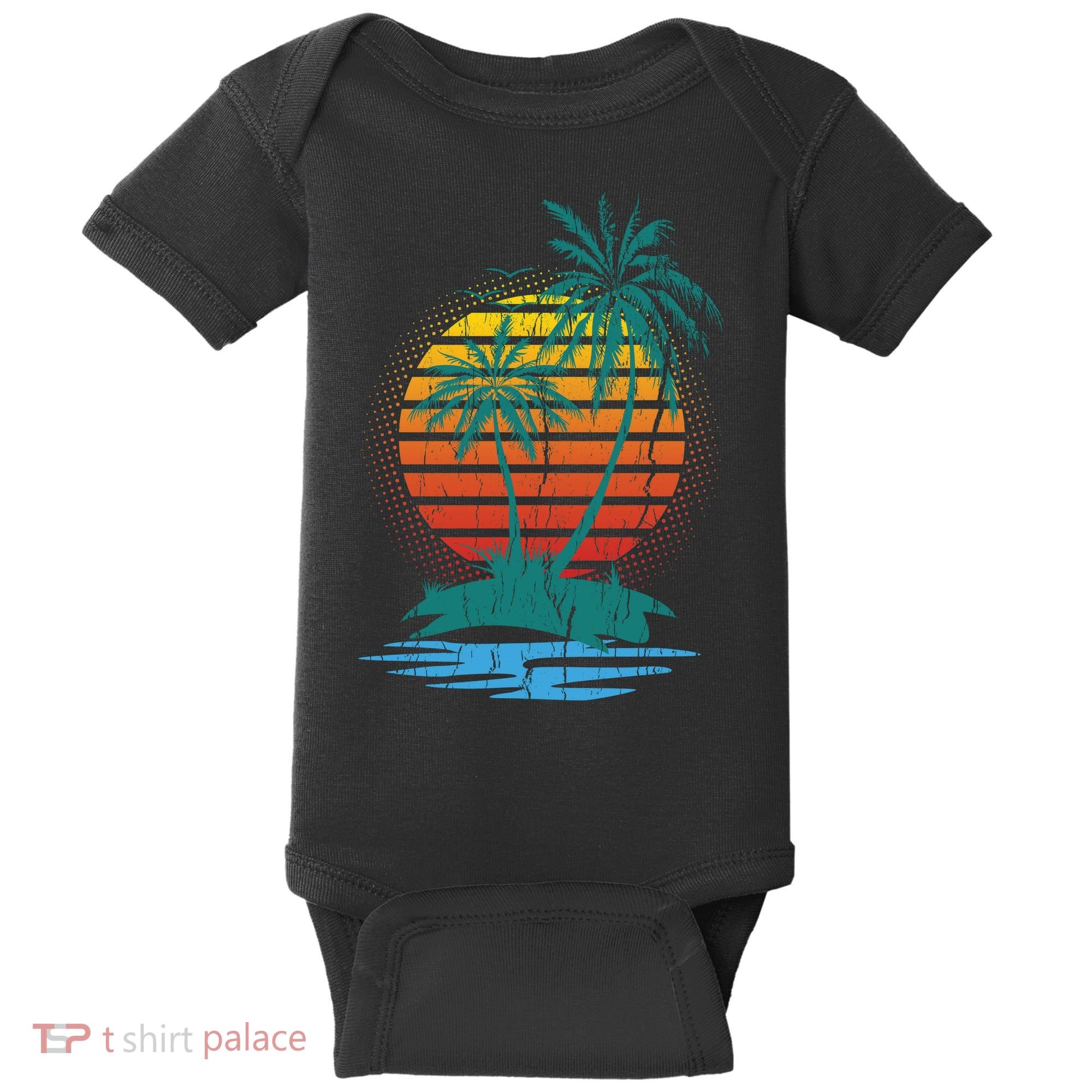 Retro Tropical Island Baby Bodysuit