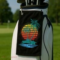 Retro Tropical Island Golf Towel thumb 2
