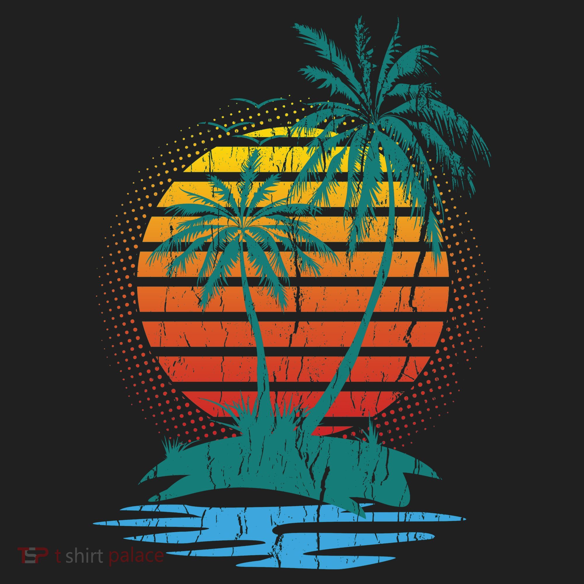 Retro Tropical Island Golf Towel