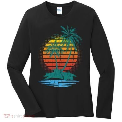 Retro Tropical Island Women's Long Sleeve Shirt