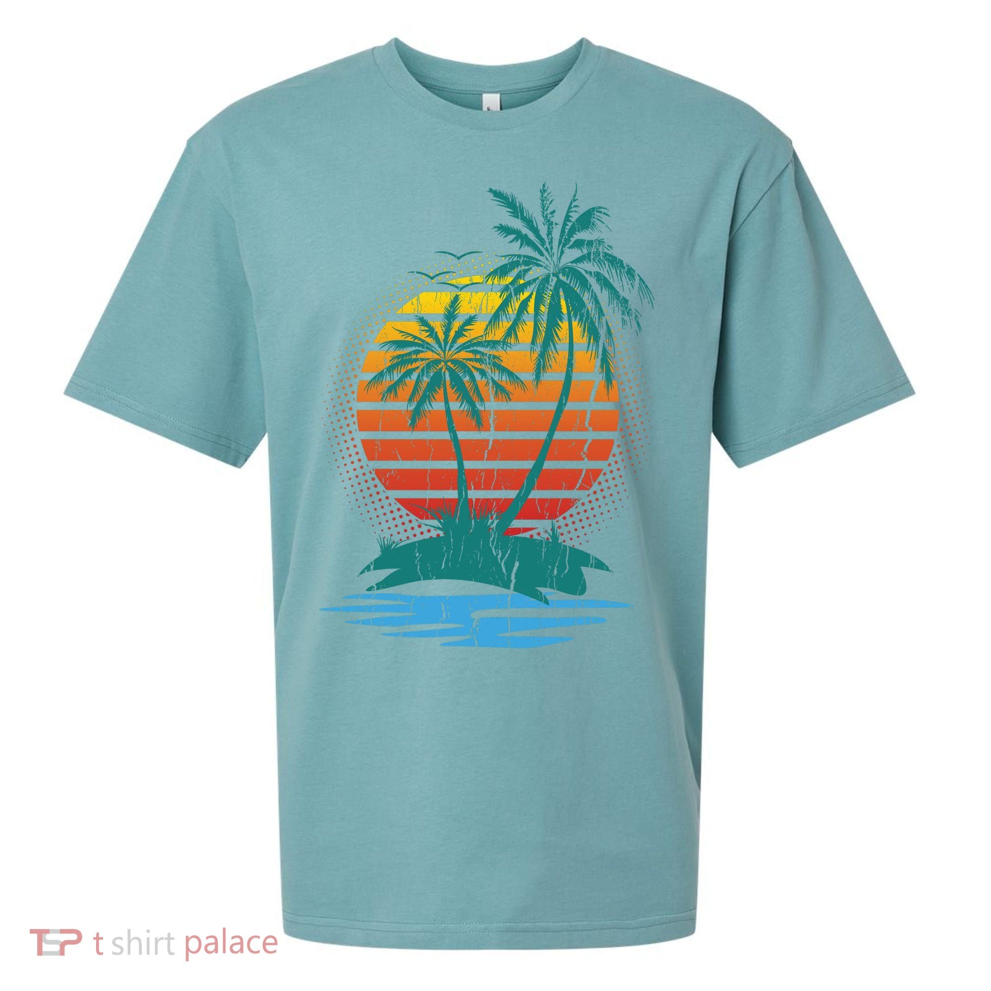 Retro Tropical Island Sueded Cloud Jersey T-Shirt