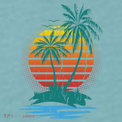 Retro Tropical Island Sueded Cloud Jersey T-Shirt