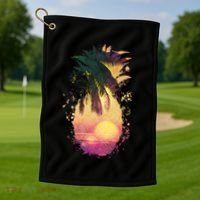 Retro Tropical Pineapple Golf Towel thumb 1