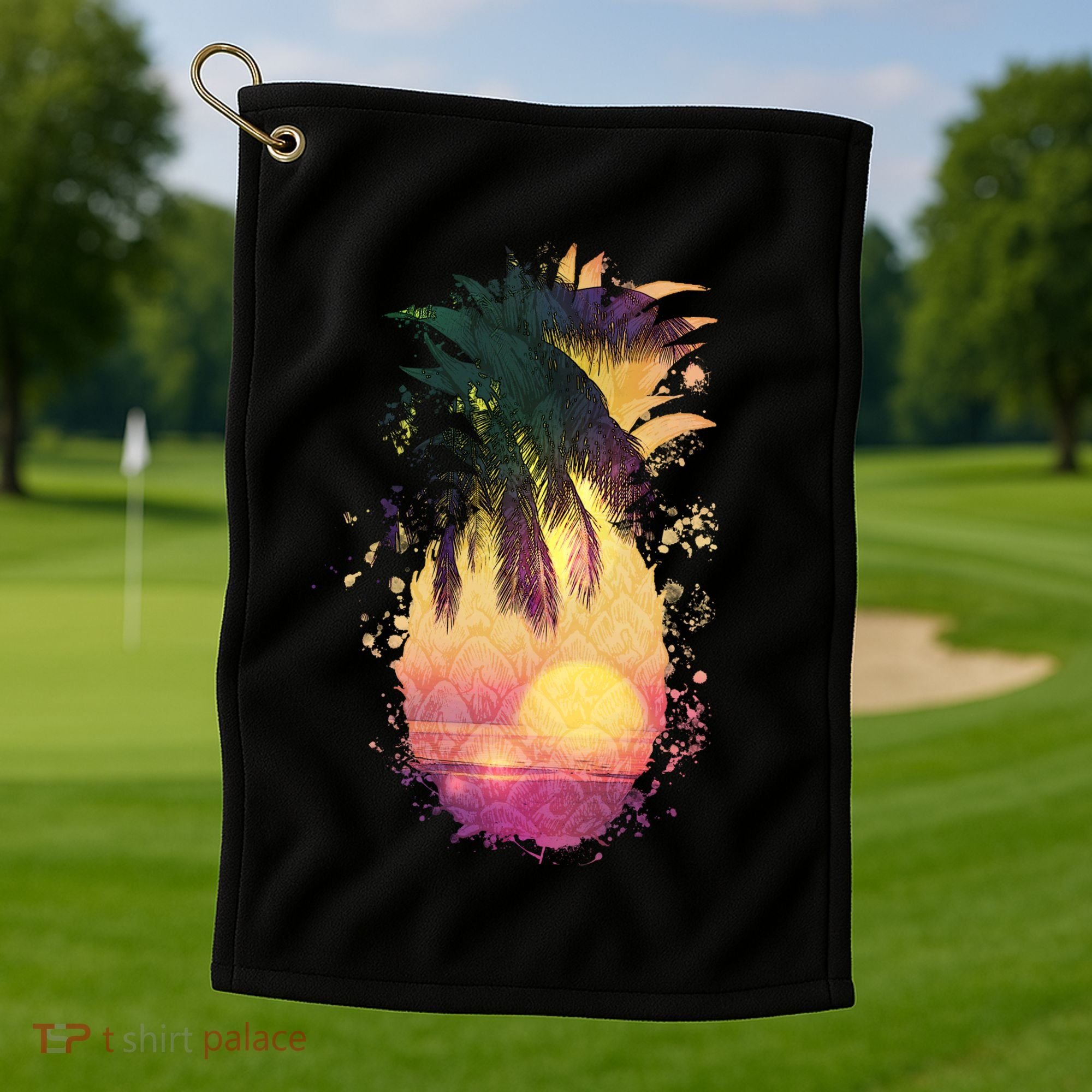 Retro Tropical Pineapple Golf Towel