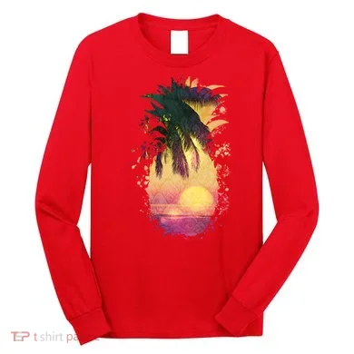 Retro Tropical Pineapple Long Sleeve Shirt