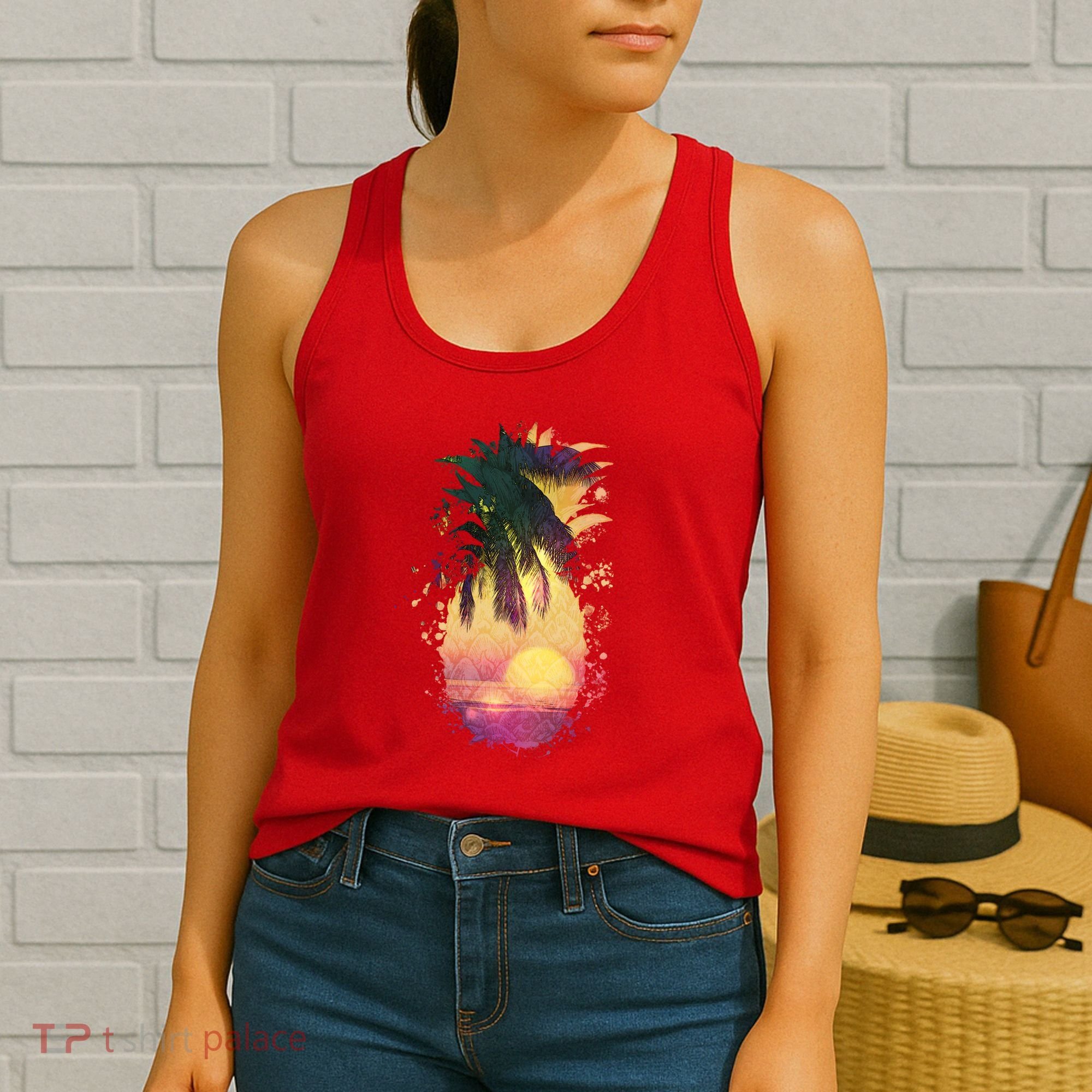 Retro Tropical Pineapple Women's Tank Top