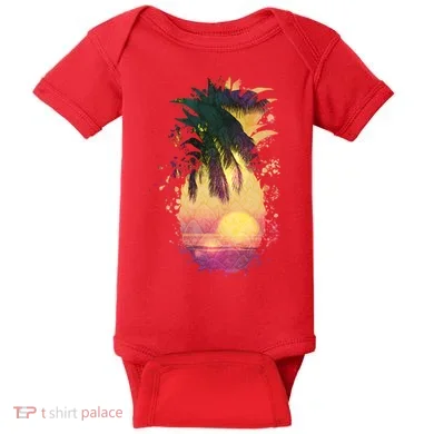 Retro Tropical Pineapple Baby Bodysuit