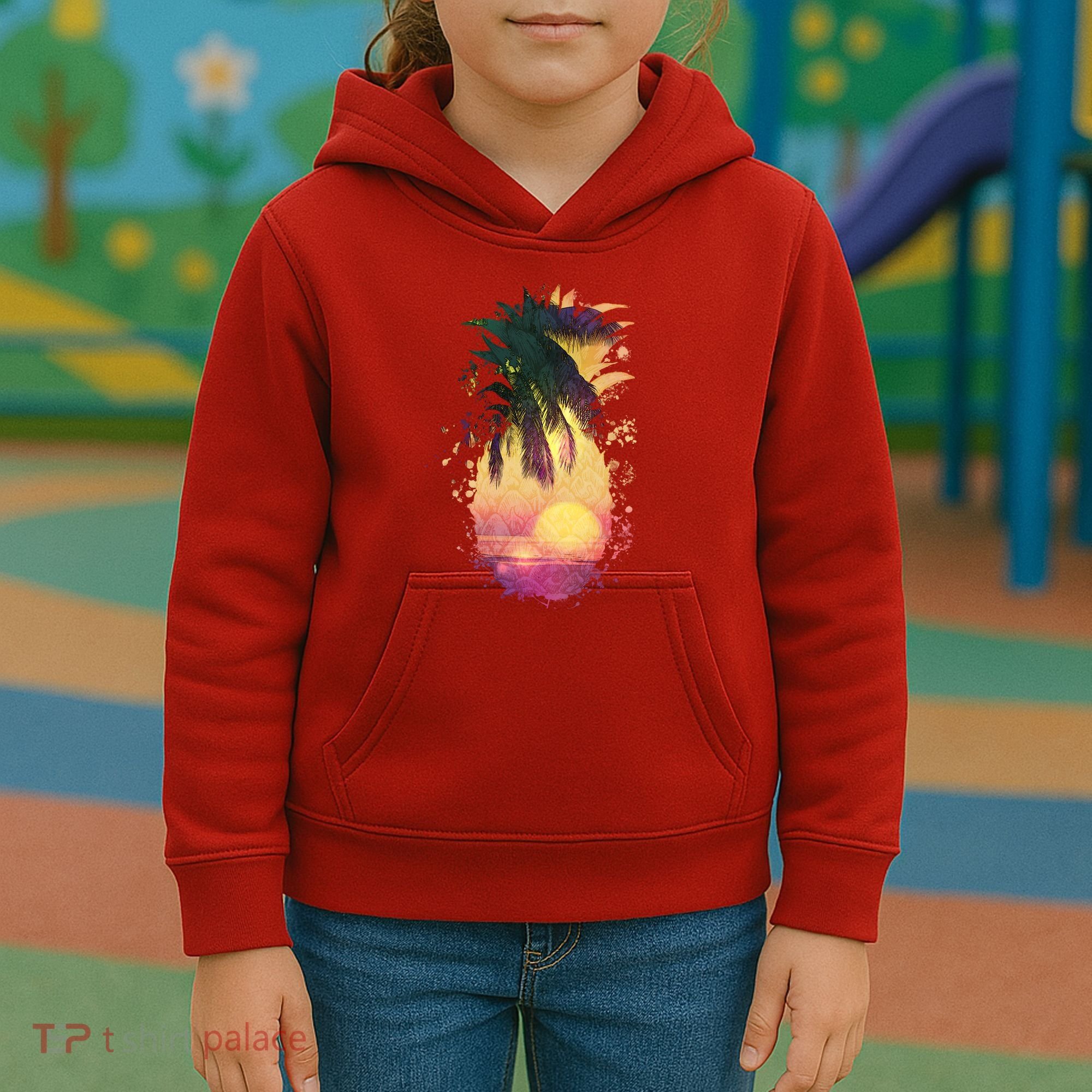 Retro Tropical Pineapple Kids Hoodie