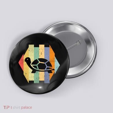 Retro Turtle Silhouette  Button