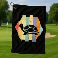 Retro Turtle Silhouette  Golf Towel thumb 1