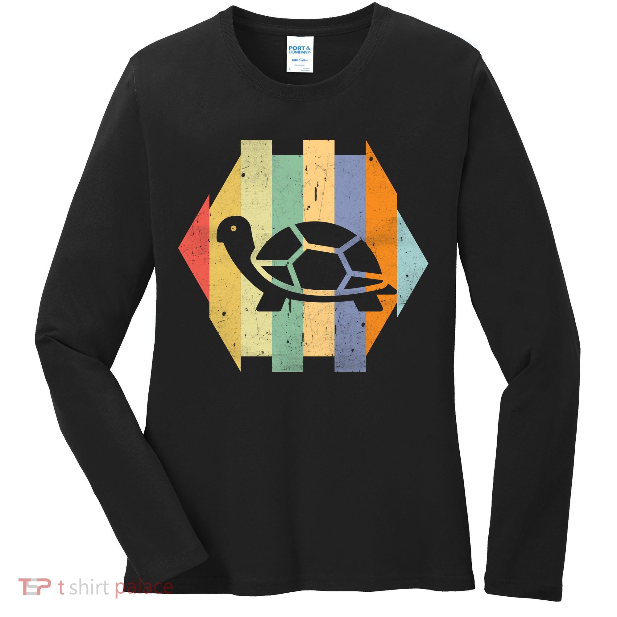 Retro Turtle Silhouette  Women's Long Sleeve Shirt