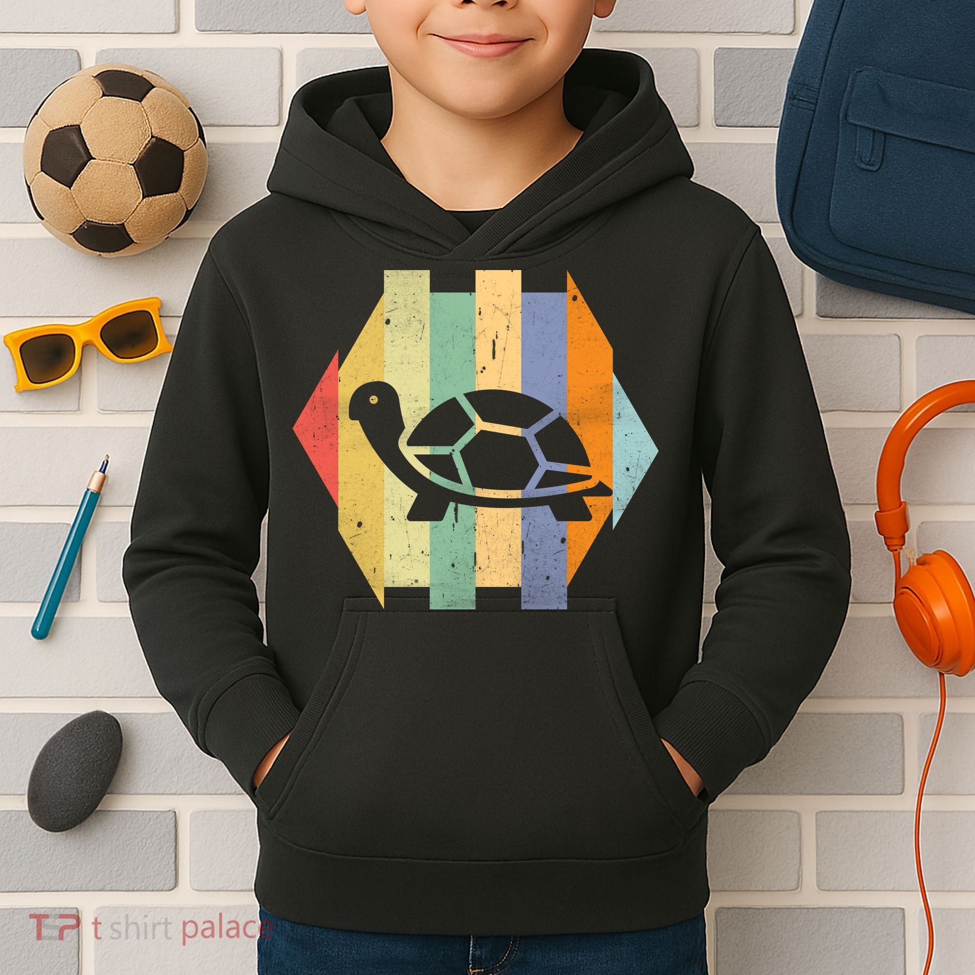 Retro Turtle Silhouette  Kids Hoodie
