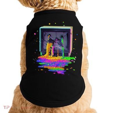 Retro TV Television Pixel Splatter Doggie Tank