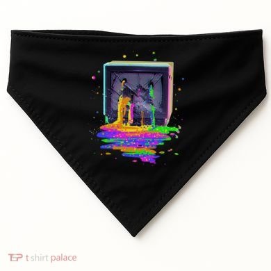 Retro TV Television Pixel Splatter USA-Made Doggie Bandana
