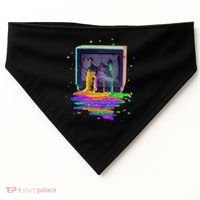 Retro TV Television Pixel Splatter USA-Made Doggie Bandana thumb 0
