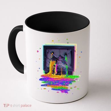 Retro TV Television Pixel Splatter Coffee Mug