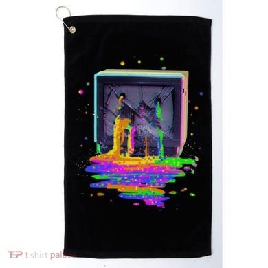 Retro TV Television Pixel Splatter Golf Towel