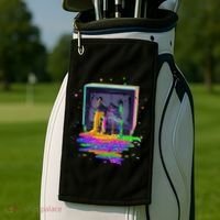 Retro TV Television Pixel Splatter Golf Towel thumb 2