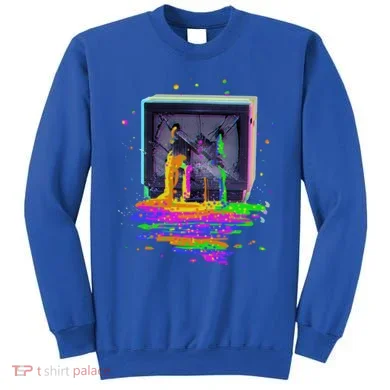 Retro TV Television Pixel Splatter Sweatshirt