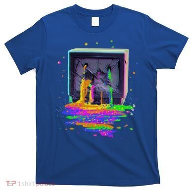 Retro TV Television Pixel Splatter T-Shirt