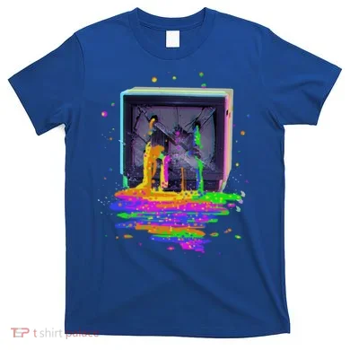 Retro TV Television Pixel Splatter T-Shirt