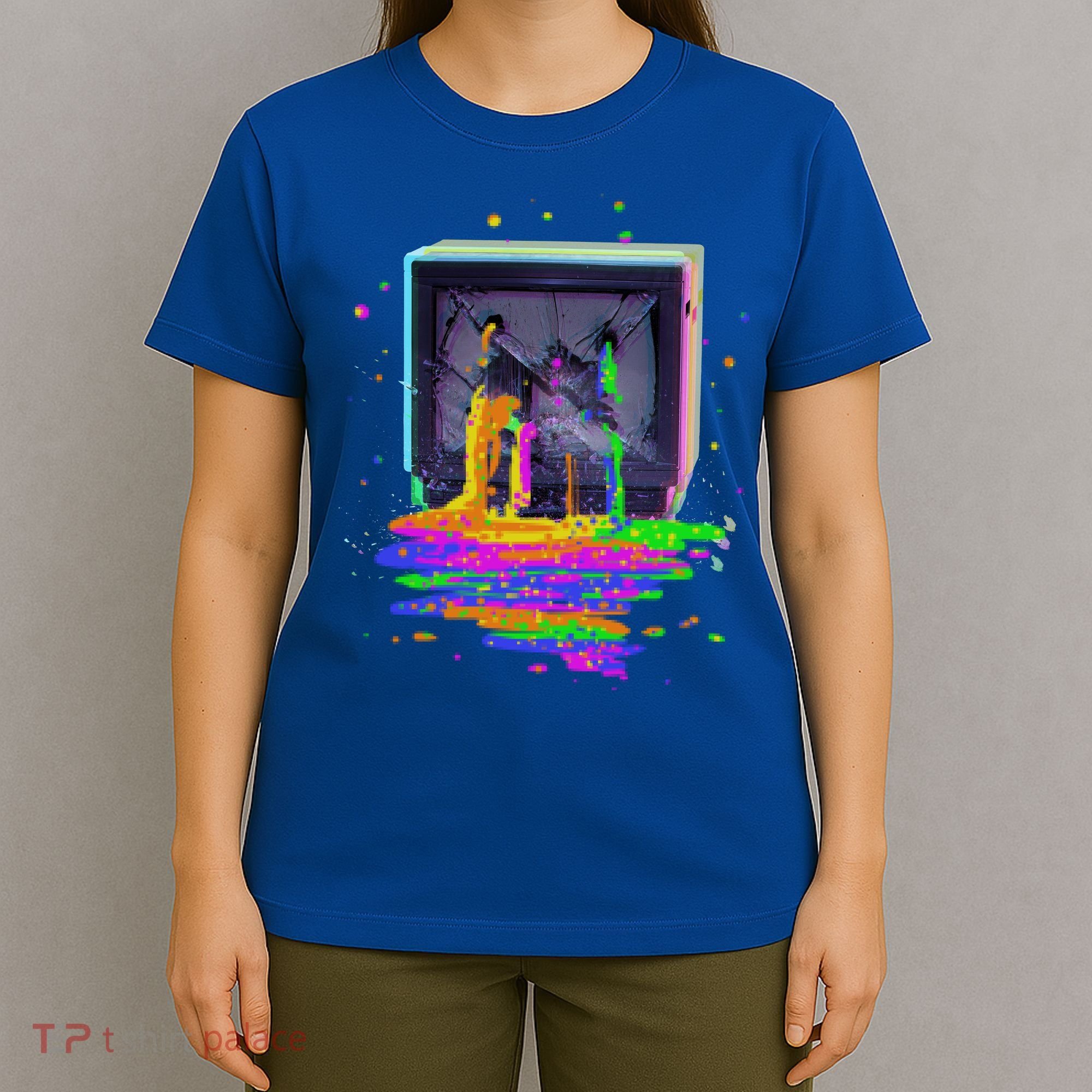 Retro TV Television Pixel Splatter T-Shirt