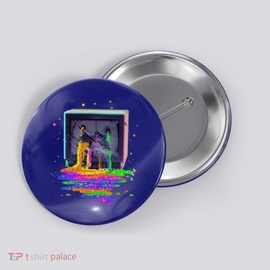 Retro TV Television Pixel Splatter Button