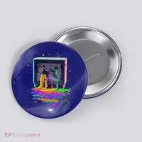 Retro TV Television Pixel Splatter Button thumb 0