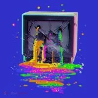 Retro TV Television Pixel Splatter Button thumb 1