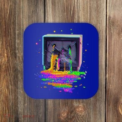 Retro TV Television Pixel Splatter Coaster