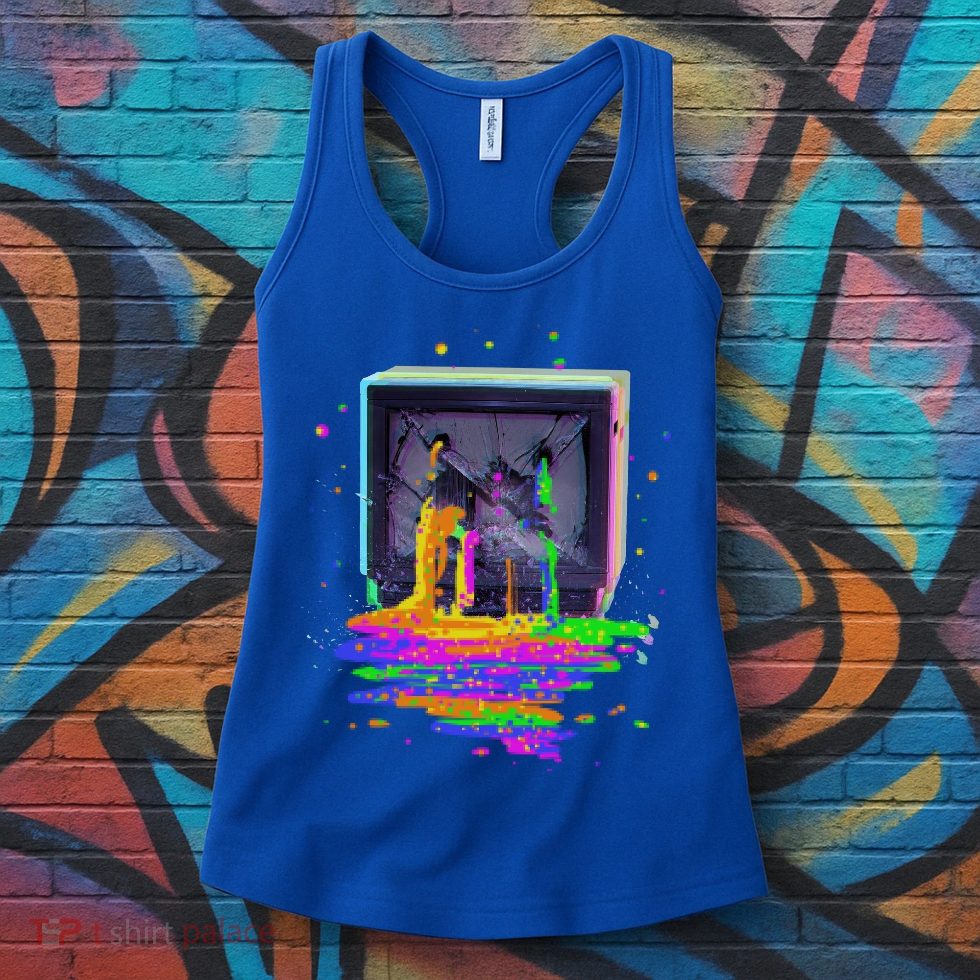 Retro TV Television Pixel Splatter Women's Tank Top