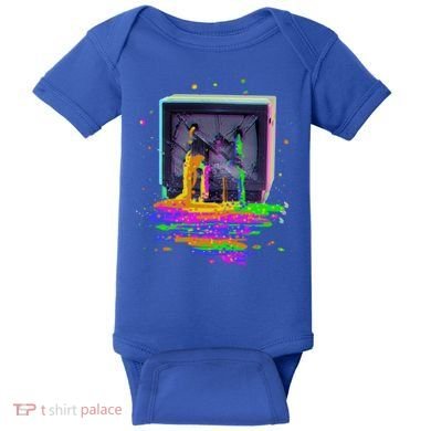 Retro TV Television Pixel Splatter Baby Bodysuit