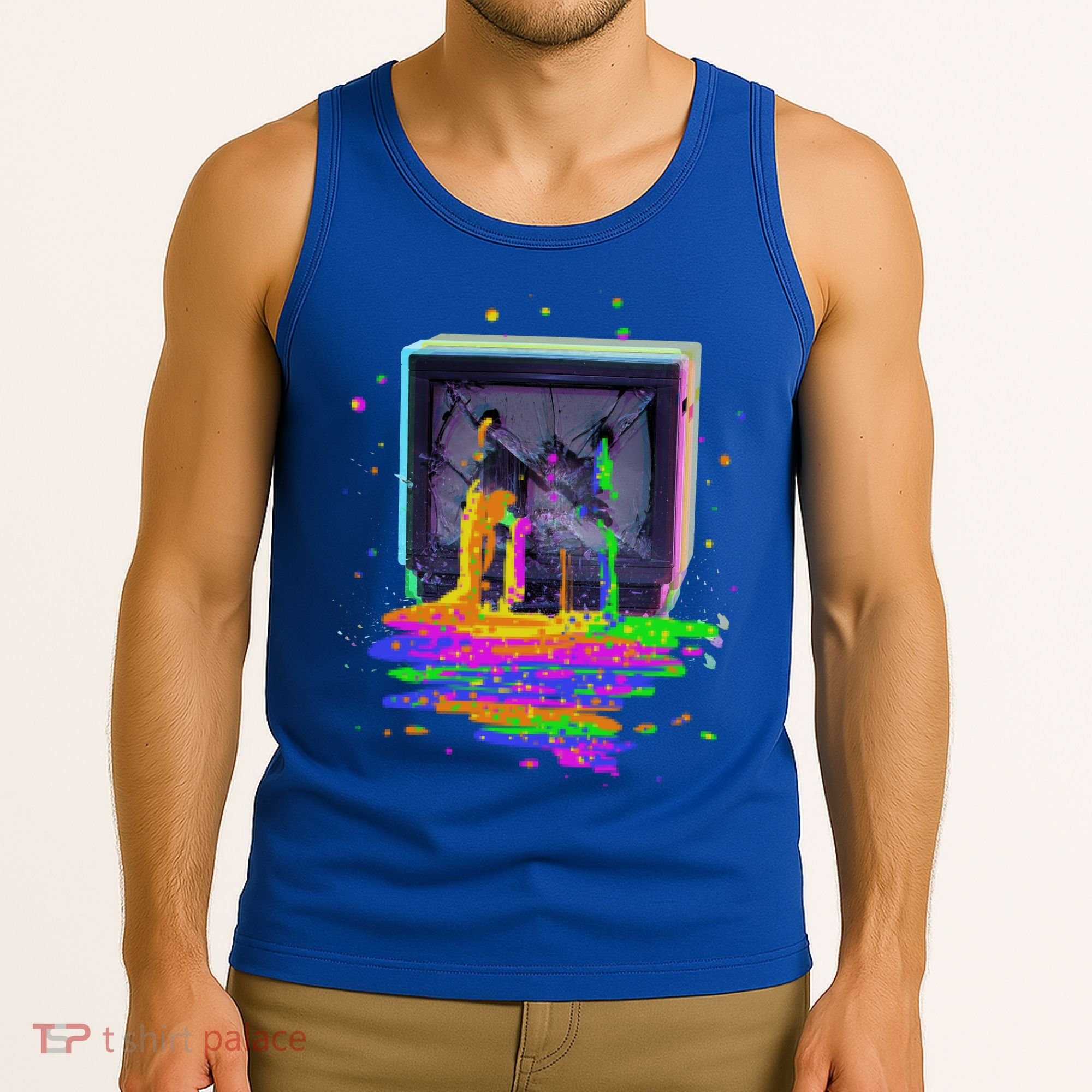 Retro TV Television Pixel Splatter Tank Top