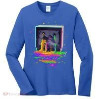 Retro TV Television Pixel Splatter Women's Long Sleeve Shirt thumb 0