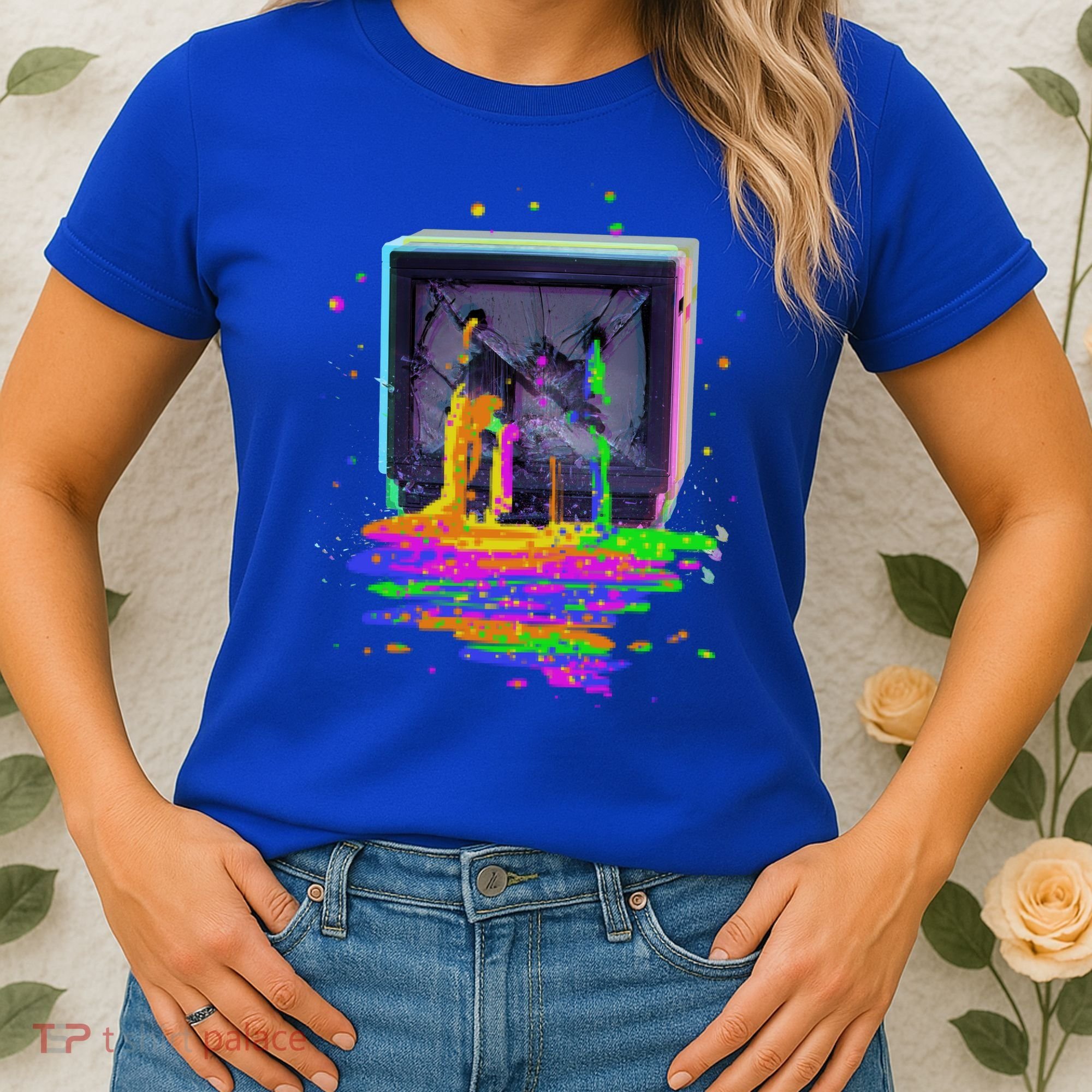 Retro TV Television Pixel Splatter Women's T-Shirt