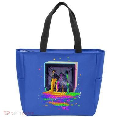 Retro TV Television Pixel Splatter Tote Bag