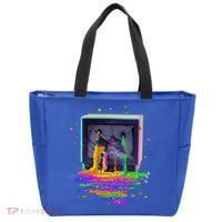 Retro TV Television Pixel Splatter Tote Bag thumb 0