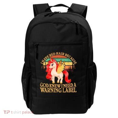 Retro Unicorn I Have Red Hair Warning Label Backpack