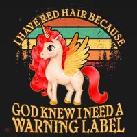 Retro Unicorn I Have Red Hair Warning Label Backpack thumb 2
