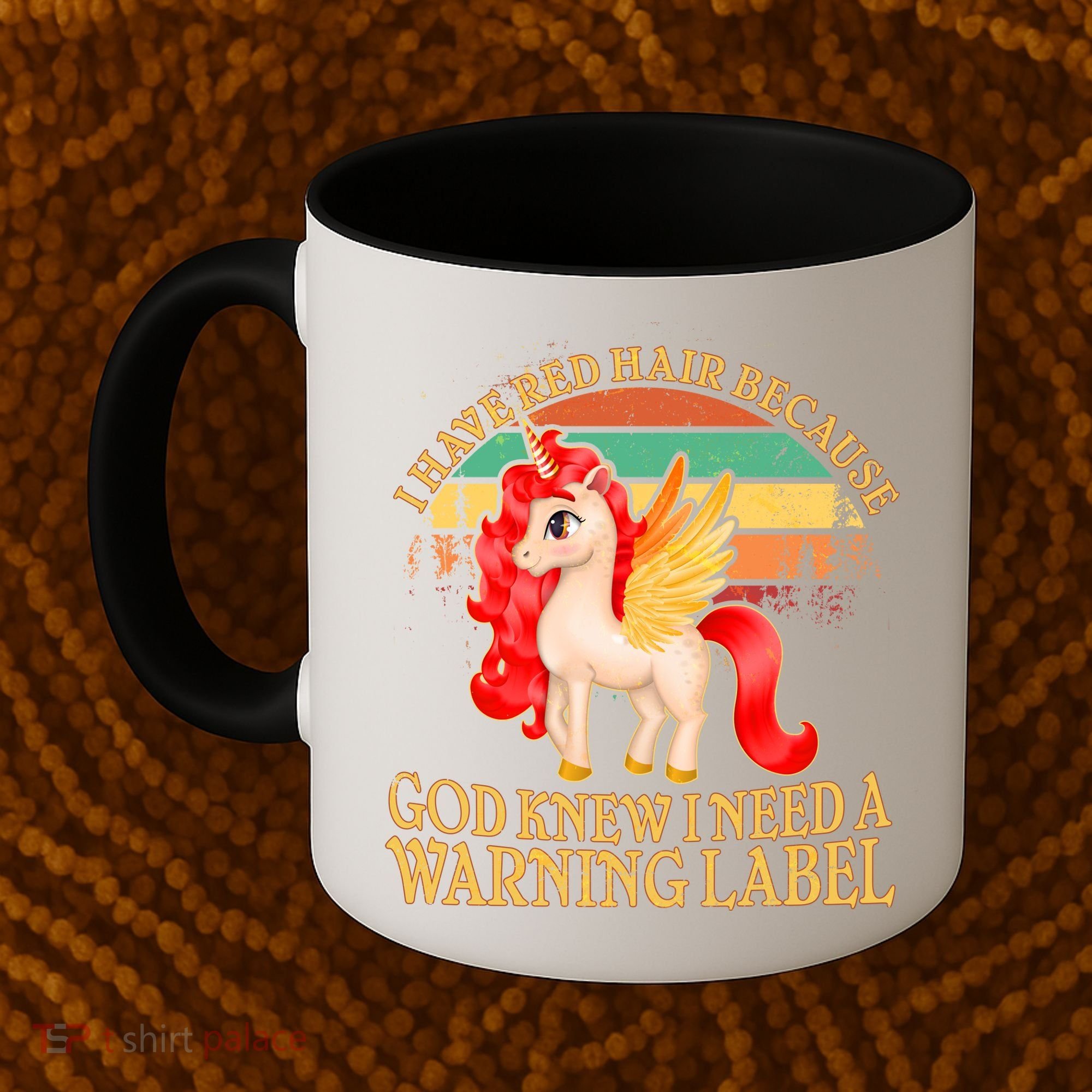Retro Unicorn I Have Red Hair Warning Label Coffee Mug